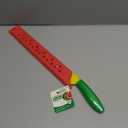 DECHOUS Watermelon Knife with Sleeve: Long Serrated Watermelon Knife for Melon Cutting - Kitchen Fruit Melon Cutter Slicer for Home Summer Party Fruit Serving (Red Green)