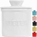 PriorityChef French Butter Crock with Lid, Keep Butter Spreadable & Fresh, Butter Keeper to Leave On Counter, French Butter Dish Perfect for Bread and Toast, Ideal Kitchen Gift, White