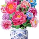 Airpark Mothers Day Gifts Pop Up Flower Card, 3D Peony Bouquet Mothers Day Cards for Mom Women, Birthday, Thank You, Teacher Appreciation Gifts, Floral Card with Envelope & Note
