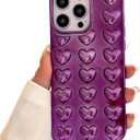 Pretaco for iPhone 15 Plus Case, [Premium Chrome Heart Black][Shiny Electroplated 3D Heart][Stylish Creative Case] Soft TPU Drop and Shock Resistant for Women and Girls 6.7