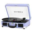 Victrola Journey Bluetooth Portable Suitcase Record Player – with Built-in Speakers, 3 Speed Vinyl Record Player, RCA Out, Headphone Jack (Lavender/Silver)