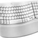 Logitech Wave Keys Wireless Ergonomic Keyboard with Cushioned Palm Rest, Comfortable Natural Typing, Easy-Switch, Bluetooth, Logi Bolt Receiver, for Multi-OS, Windows/Mac - Off White