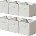 Cupic Cupid 11 Inch Storage Cube, Fabric Cube Storage Bin with Handles, Storage Cube Organizer for Clothes and Toys, Collapsible Cube Bins for Closet, Shelves, Nursery, 6-Pack, Beige