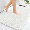 Arotive Luxury Chenille Bathroom Rug Mat, Extra Soft Thick Absorbent Shaggy Bath Rugs, Non-Slip Machine Wash Dry, Plush Bath Mats for Bathroom, Shower and Tub, 24x16, Ivory