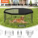 VEVOR Foldable Metal Dog Exercise Pen, Pet Puppy Playpen Yard Fence with Top Cover & Door, Indoor Outdoor 8 Panels 24" W x 24" H Dogs Crate Kennel with Ground Stakes for Small & Medium Dogs