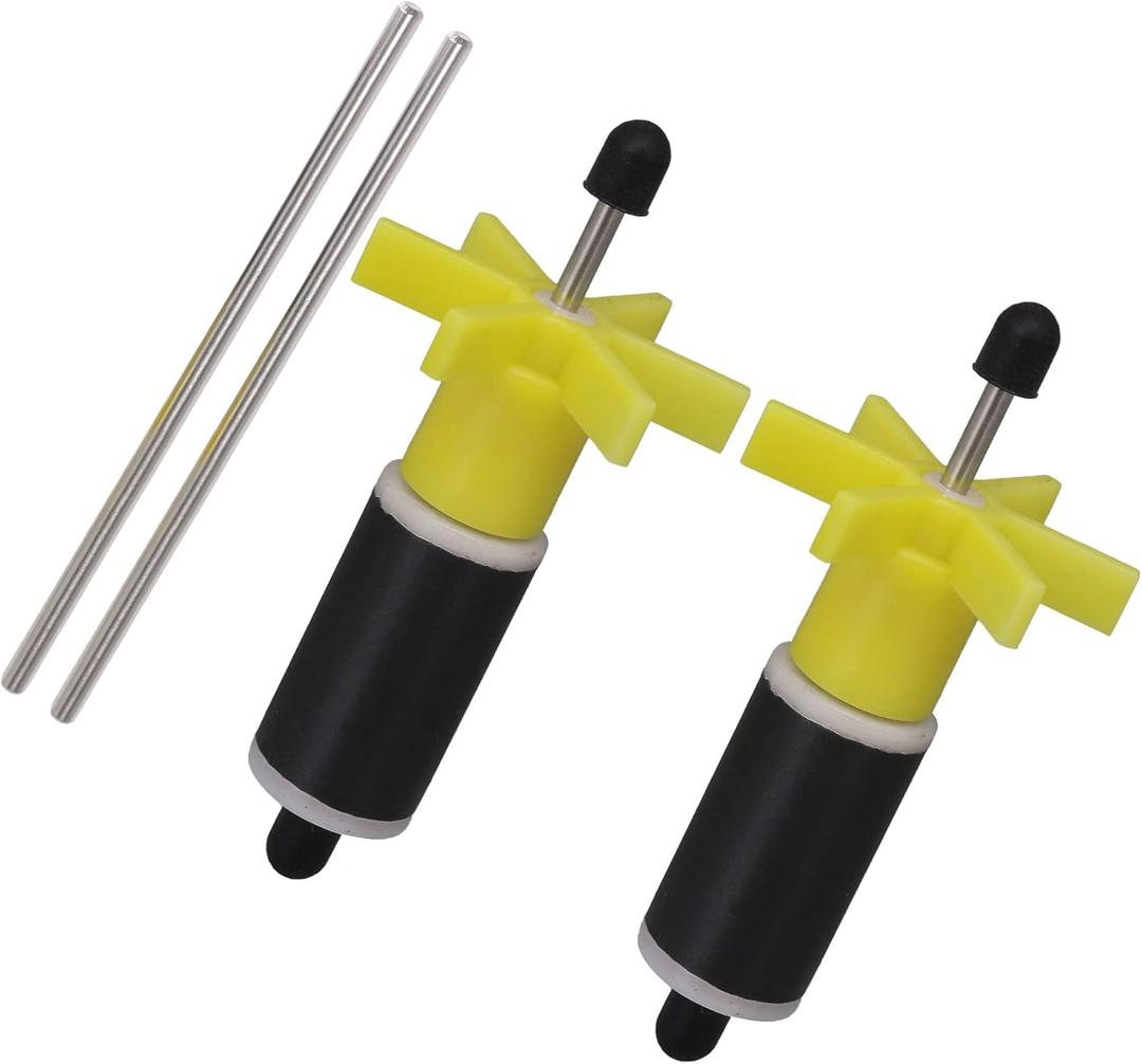Submersible Pump Impeller Rotor Yellow 16mm Replacement Parts with Shaft Pack of 2