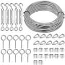Dpyrrhic Turnbuckles for Cables Wires, 100Ft 1/16 Inch Stainless Steel Vinyl Coated Wire Trellis Kit,M5 Turnbuckle Tension Kit for Cable Railing Clothesline DIY Balustrades,String Lights Hanging