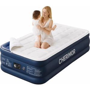 CHERIMOR Twin XL Air Mattress with Built-in Pump & Luxury Quilted Topper, 80" Length, 20" Height, 2.5 Min Fast Inflation, 500lbs Support, Blow up Mattress with Carry Bag for Guest, Camping & Home