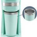 Elite Gourmet EHC113M Personal Single-Serve Compact Coffee Maker Brewer Includes 14Oz. Stainless Steel Interior Thermal Travel Mug, Compatible with Coffee Grounds, Reusable Filter, Mint