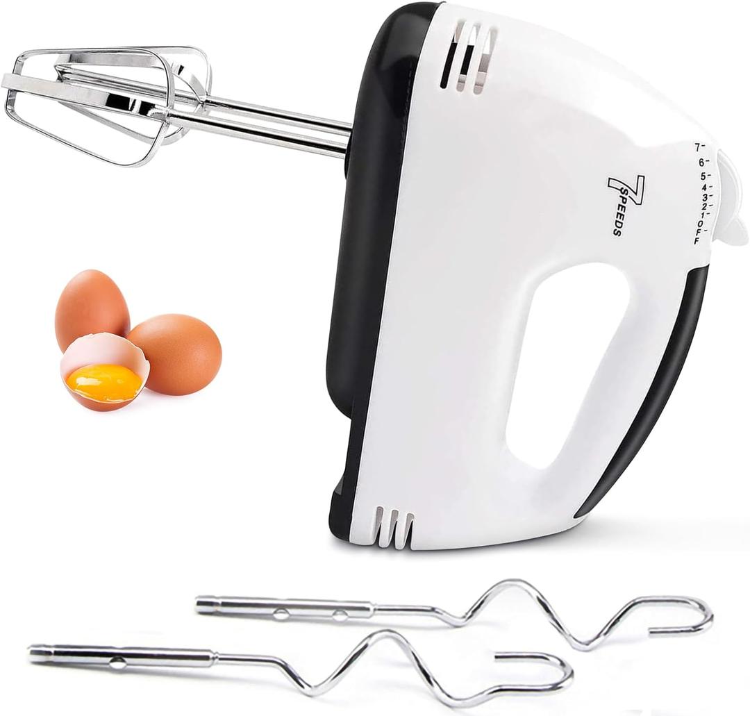 Handmixer Electric Handheld - 7 Speed Portable Kitchen Mixer Electric with 5 Stainless Steel Accessories Whisk, Food Beater for Whipping Mixing Cookies Cakes Eggs Dough