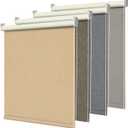 BERISSA 100% Blackout Roller Shades for Window Roller Blinds Thermal Insulated Fabric Shades for Home, Bedroom, Kitchen, Office Custom Size.Beige, 28 inch Wide x 96 inch high.