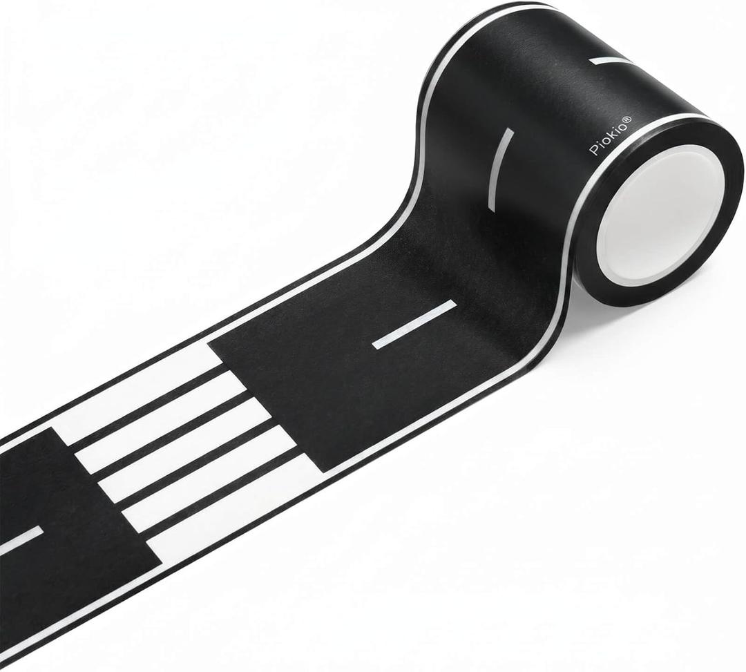 Piokio 33' x 2.4" Black Road Track Tape, Car Tracks are Great for Kids Birthday Party, Racing Party Decoration (1 Rolls)