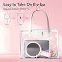LitBear Travel Makeup Mirror with Lights, Rechargeable Double-Sided 10X/1X Magnifying Mirror, Portable Lighted Beauty Mirror, 3 Color Lighting, Dimmable Touch Screen, Tabletop Handhold Hanging (Pink)