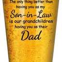 Futtumy Son in Law Gifts from Father in Law Mother in Law, Fathers Day Gift for Son in Law, Son-in-law Christmas Gifts, Funny Beer Glass for Son-in-laws New Dad Dad to Be, 15 Oz