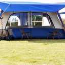 KTT Extra Large Tent 10-12-14 Person(B),Family Cabin Tents,2 Rooms,3 Doors and 3 Windows with Mesh,Straight Wall,Waterproof,Double Layer,Big Tent for Outdoor,Picnic,Camping,Family Gathering