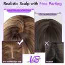 Eawwii Beginner-Friendly Wig with Bangs for Women Medium Brown Straight Face-Framing Layers Hairstyle 4x4 Realistic Scalp Glueless Synthetic Wigs Medium Length for Everyday Use