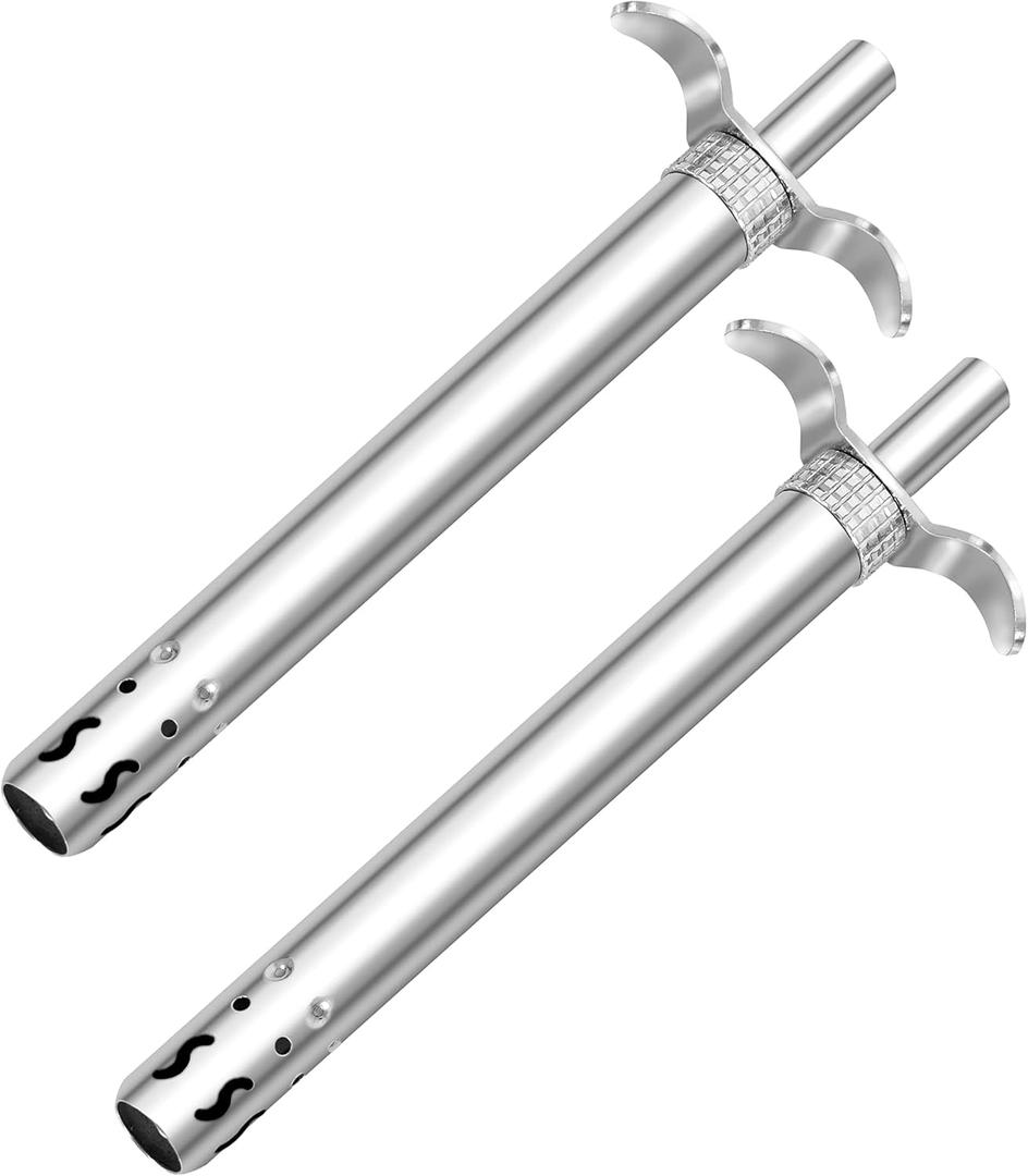 Easy Grip Waterproof Stainless Steel Gas Lighter - Pack of 2, Regular Gas Lighters for Stoves, Restaurants & Kitchen Use - Silver Matte