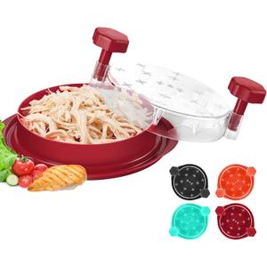 Chicken Shredder Tool Twist: 2025 Pro Food-Grade Visible Meat Shredder with Strong Anti-Slip Base, Ergonomic Handle, Chicken Breast Shredder, Suitable for Pork Beef Chicken (Red)