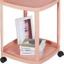 VECELO Rolling End Side Table with Lockable Wheels, 2‑Tier Plastic Mobile Sofa Side Table, Small Nightstand Storage Cart for Living Room Bedroom Bathroom, 1 PCS, Pink