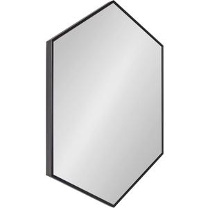 Kate and Laurel Rhodes Modern Hexagon Wall Mirror, 31" x 22", Black, Chic Geometric Wall Mirror