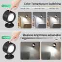 Lightbiz LED Wall Mounted Lights 2 Pcs with Remote, Wall Sconces Lamp 3000mAh Rechargeable Battery Operated, 3 Color Temperatures & Dimmable Magnetic 360 Rotation Cordless Light for Bedroom Bedside