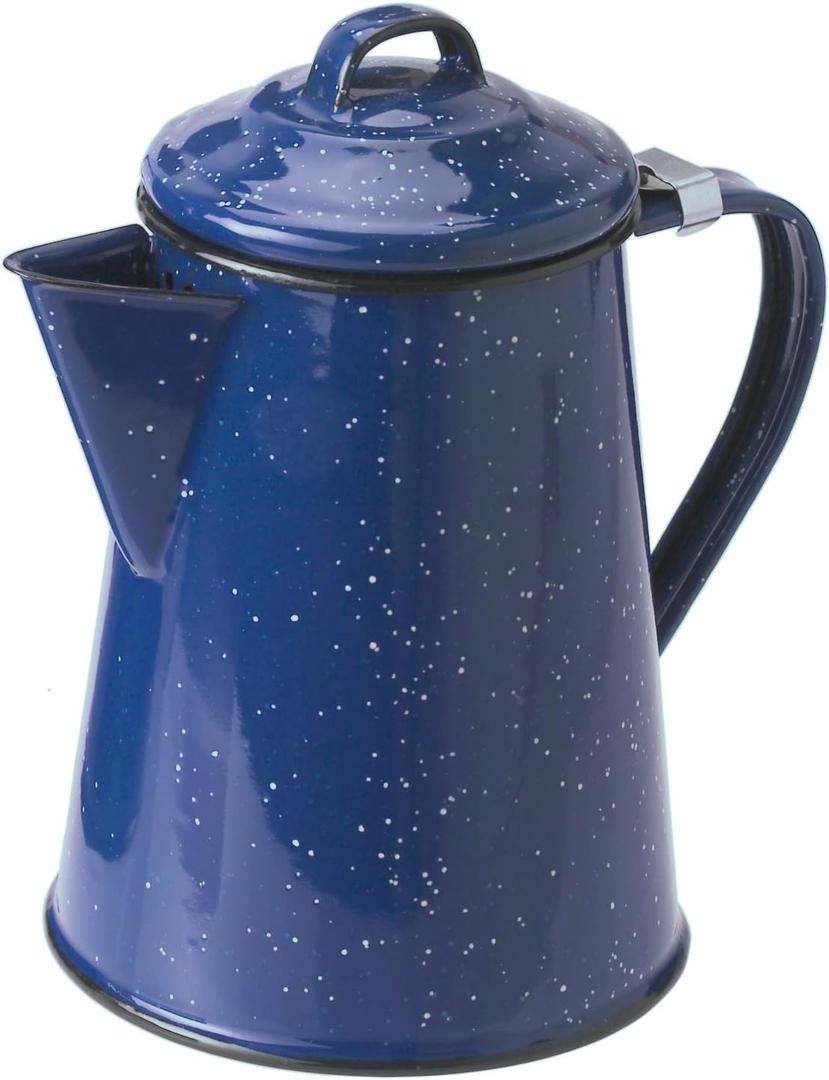 GSI Outdoors Enamel Coffee Pot to Store Hot Coffee, Tea for Camping & Farmhouse - 8 Cup (8 cup, Blue)
