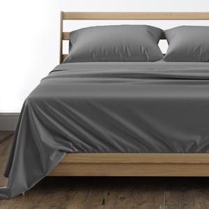 THREAD SPREAD 100% Egyptian Cotton Sheets California King Size - 1000 High Thread Count, Luxury 5-Star Hotel 4 PC Sateen Dark Grey Cali King Sheets, Extra Long Staple 16" Deep Pocket Bed Sheet Sets