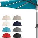 FLAME&SHADE 9 ft Solar Half Patio Umbrella with Lights, Aqua Blue | 25 LED Lights, UV Protection, Half Round Umbrella Outdoor for Balcony, Pool, Porch, Garden, Deck, Provides Evening Lighting