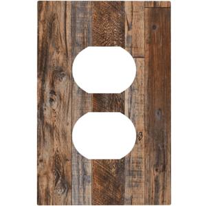 Vintage Board Rustic Brown Wood Texture Outlet Covers 1 Gang Duplex Light Switch Cover Decorative Switch Plates Electrical Receptacle Faceplate Wall Plate for Farmhouse Home Decor