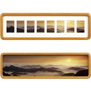 Hans 4"x16" Frames Collage Photo Frame Single Mat with Eight 1.5x2.5 Openings and Satin Solid Frame Horizontal or Vertical(8 Openings)