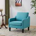 VINGLI Accent Chairs for Living Room Mid Century Modern Chair Sofa Chair Upholstered Arm Chair with Scooped Arms for Bedroom, Apartment, Office, Studio, Waiting Room, Play Room (Teal Blue Linen)