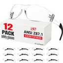 Safety Glasses Men Women 12 pack, Z87 Safety Glasses with Scratch&Impact-Resistant lens, clear safety glasses with Ansi Z87.1 certification for construction, lab, lawnwork,workshop