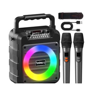 Karaoke Machine for Adults - Portable Bluetooth Karaoke Speaker with Two Wireless Microphones, PA System Speaker Supports TF Card/USB, AUX in, REC, Bass & Treble for Party/Meeting