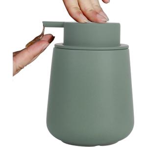 INGOFIN Ceramic Lotion Dispenser - 12oz Refillable Hand Soap Dispenser Bathroom, Modern Liquid Dispenser with Pump, Dish Dispenser for Kitchen, Matte Green