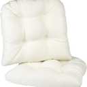 Klear Vu Gripper Overstuffed Universal Non-Slip Dining Chair Cushions for Kitchen Decor or Office Use, U-Shaped Skid-Proof Seat Pad, 17x17 Inches, 2 Count (Pack of 1), Solid Ivory