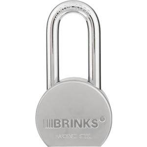 BRINKS Heavy Duty Padlock with Key, 64 mm Commercial Solid Steel with Boron Shackle for Secure Entry, Keyed Padlocks