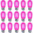 ZHZHLED Pink Light Bulbs S14 LED String Light Replacement Bulbs 2W (20 Watt Equivalent), Shatterproof Outdoor E26 Base Filament Edison Pink Lights for Christmas Mothers Day Decoration, 15 Pack