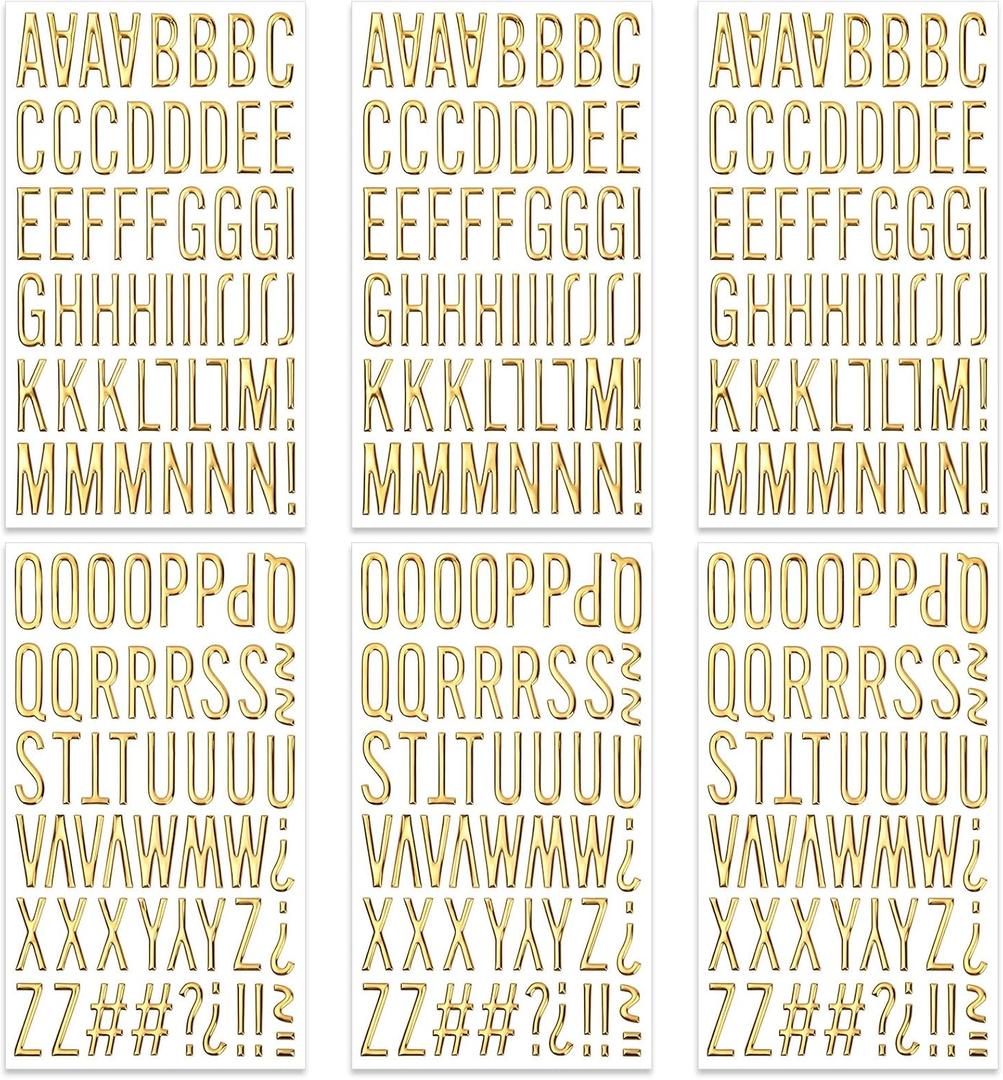 6 Sheets Gold Puffy Letter Stickers, 3D Foam Alphabet Stickers Sticker for Scrapbooking, Letter Sticker Self-Adhesive for Grad Cap Decorations
