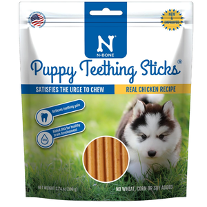 N-Bone Puppy Teething Sticks, Chicken Flavor, Natural Puppy Chew Sticks & Teething Treats, SQF Certified, Made with Rice Flour for Easy Digestion, Calcium Enriched (3.7oz)