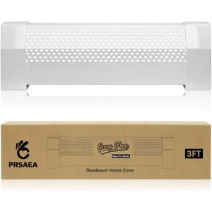Original 3FT Baseboard Heater Covers for Home, Easy Free Base Pro Series Galvanized Steel Baseboard Radiator Covers with End Caps Replacement for Hydronic Hot-Water Systems
