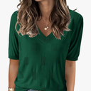 Arach&Cloz Women's Tops 2025 Spring Summer Short Sleeve Sweater Fashion Trendy Dressy Casual Outfit Versatile Knit Blouse XL