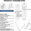 White OF-990 Slimline Wall-Mountable Basic Corded Telephone No AC Power Required