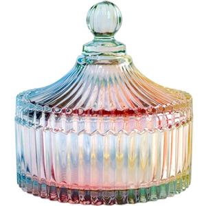 (L) - CHOOLD Luxury Colourful Tent Shaped Crystal Candy Jar with Lid, Clear Glass Apothecary Jar Wedding Candy Buffet Jar Food Jar (300ml710ml)
