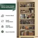 TVU 6 Tiers Wooden Bookshelf, 77.2" Tall Farmhouse Style Open Bookcase, 31.5" Wide Standing Book Shelf with Storage for Study Room, Living Room, Natural Wood Color, 10.6" D x 31.5" W x 77.2" H