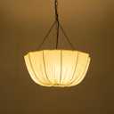19.6in Lantern Fabric Pendant Light, Wabi Sabi Hanging Lamp with Fabric Cloth Shade, Modern Drum Chandelier for Living Room, Bedroom, Dining Table, Restaurant, Study Room (E26 Bulb)