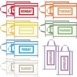 Trandraft 14 Pack Packing Cubes for Kids and Baby Days of Week Packing Cubes with Labels Clear Zippered Storage Bag for Kids Travel