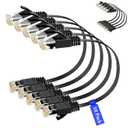 2 x Elecan Cat 6 Flat Ethernet Cable 1 Ft/10 Pack, High Speed Slim Short Patch Cables Internet Cables, 30 AWG Pure Copper 10Gbps 500MHz,Thin Flexible for POE Cat6 Cat 5e Cat 5 Network Cable Cord-Black