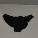 Milumia Women's Bikini Bottoms Solid Ruched Lettuce Trim Swim Bottom Swimwear (Large, Black)