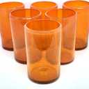 Solid Orange 14 oz Drinking Glasses (set of 6), Recycled Glass, Lead-free, Toxin-Free (14oz Drinking)