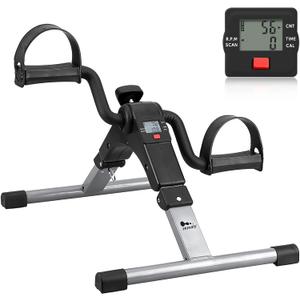Folding Pedal Exerciser - Mini Exercise Bike Under Desk Bike Pedal Exerciser with LCD Display for Arms and Legs Workout, Portable Desk Bike Peddler Machine for Adults & Seniors (Silver & Black) Folding Pedal Exerciser - Mini Exercise Bike Under Desk Bike Pedal Exerciser with LCD Display for Arms and Legs Workout, Portable Desk Bike Peddler Machine for Adults & Seniors (Silver & Black)
